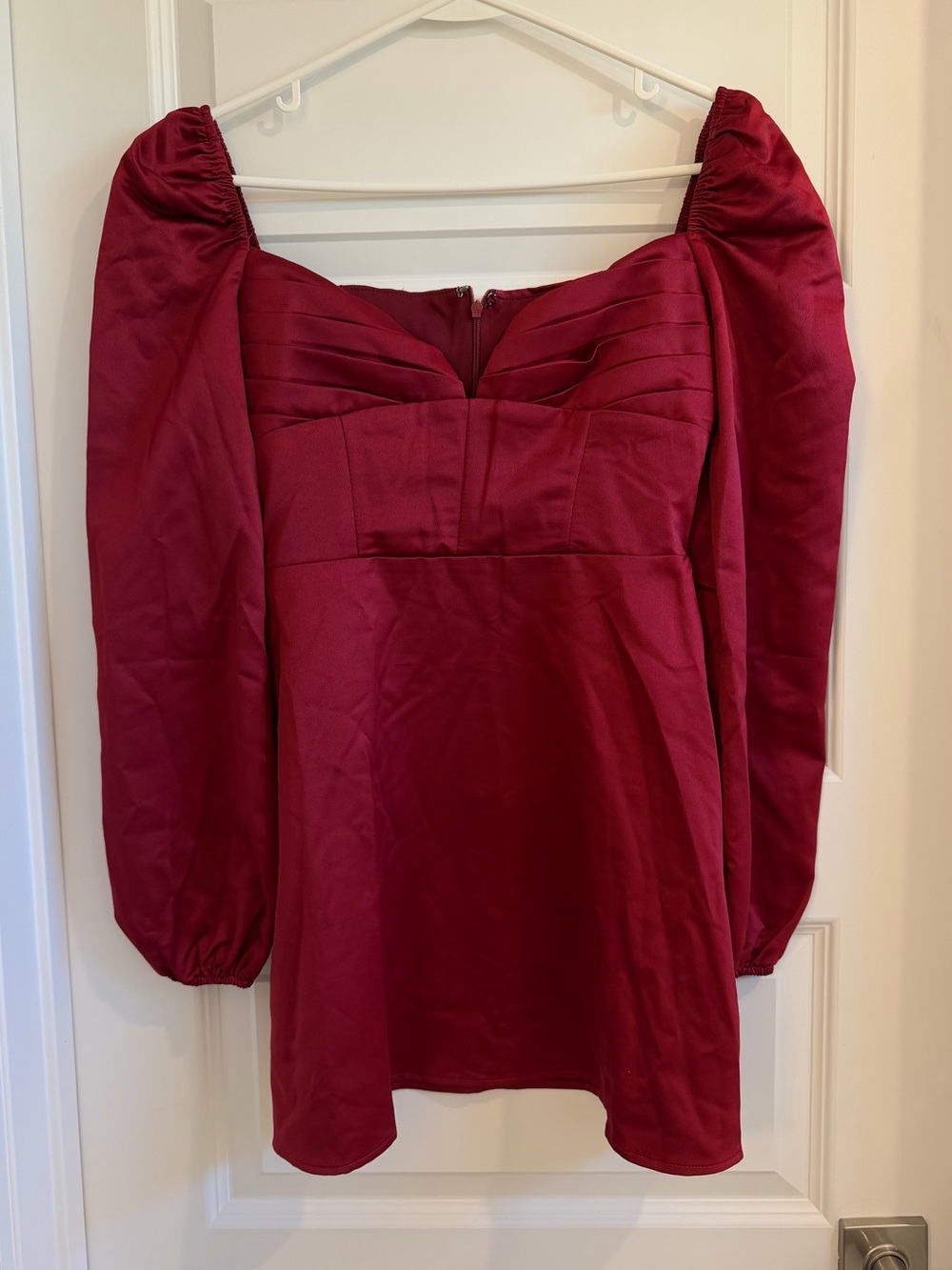 Princess Polly Della Long Sleeve Burgundy Puff-Sleeve Mini Dress